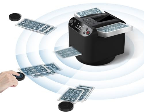 ELIKBH Um 360 Grad drehbarer Kartenmischautomat, leise, wiederaufladbar, automatischer Kartenmischer und Kartengeber 2 in 1 für Spiele mit 2–8 Personen(Black)
