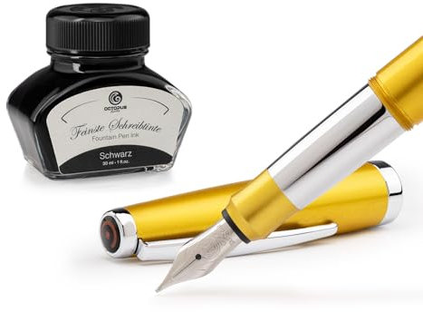 Octopus Füllhalter Set Cleo Skribent Colour schwarz, Patronen-Füllhalter und 30 ml Tinte Schwarz