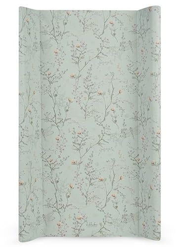 KikkaBoo Wickelauflage Abwaschbar 80x50 cm SECRET GARDEN, Für Babys, Wasserdicht Und Hygienisch, Weiche PVC-Oberfläche, Gepolstert, Für Wickeltisch Oder Kommode, Grün