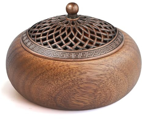 Acacia Wood Incense Burner for Cones & Coils, with Sticks Holder - 3-in-1, Zen Meditation Yoga Home Room Decor