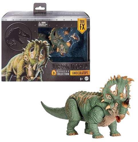 Mattel Jurassic World Hammond Collection Sinoceratops Figur | JW Deluxe bewegliche Actionfigur, große Größe, beweglicher Schwanz, JKG88