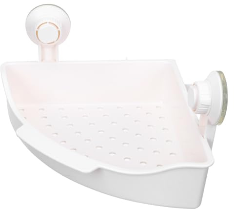 Amosfun Étagère d'angle à Ventouses Blanche pour Salle de Bain Support de Rangement Triangulaire Imperméable sans Perçage Grosse Capacité Toilettes, Optimisation D'espace Pratique