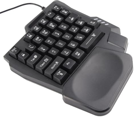 GOWENIC K13 Einhand-Gaming-Tastatur, 35 Tasten, Kabelgebunden, Mechanische -Tastatur, Wasserdicht, Ergonomisch, Breite Handballenauflage, Schwarz für Computer, Mobile Spiele, PC, Laptop
