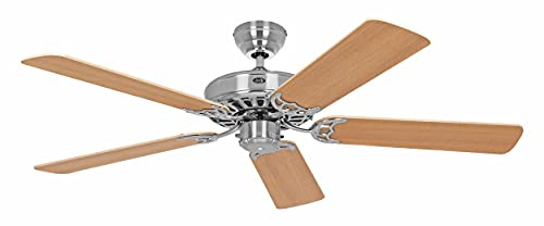 Deckenventilator CLASSIC ROYAL, Rotorblatt-Ø 1320 mm, Buche / Chrom gebürstet.