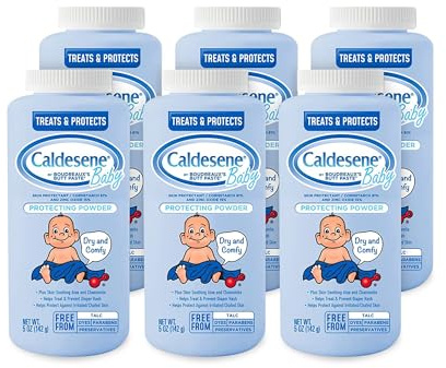 Caldesene Dry & Comfy Baby Powder with Zinc Oxide & Cornstarch, Free from Talc & Preservatives, 5 Oz., Pack of 6