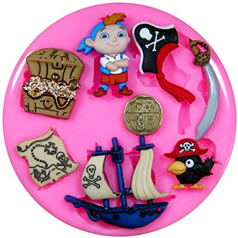 Bateau pirate île au trésor Parrot Moule en silicone Moule pour décoration gâteau glaçage pour gâteau Sugarcraft outil de fées Blessings