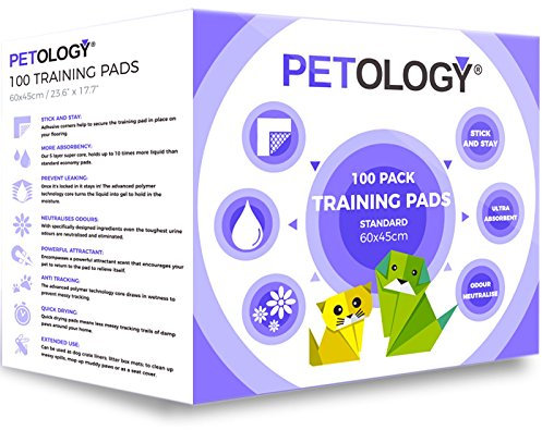 PETOLOGY® 200 Count, 60 cm x 45 cm Standard Size Training Pads Puppy Dog Cat Super Absorbent Odourless Pads Pee Toilet House Training (Size: Standard 60cmx45cm 200 Pads)