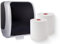 Blanc HYGIENIC Set: Handtuchrollenspender Autocut, Blanc Cosmos 2 Handtuchrollen Premium TAD - PRODUKTSET Farbe Silber/Schwarz