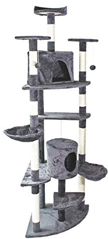 Árbol rascador para Gatos de Esquina 210cm Color Gris Accesorios Mascotas Animales de compañía