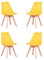 GrandCA HOME Set di 4 Sedie Imbottite per Sala da Pranzo Con Gambe in Legno Massello di Faggio, Adatte per Sala da Pranzo, Soggiorno, Cucina, Camera da Letto, Giallo