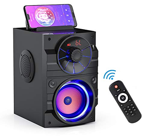 Portable Big Bluetooth Speakers with Light, Wireless with Subwoofer, FM Radio, LED Lights, EQ, Booming Bass, Bluetooth 4.2 Stereo Loud Outdoor/Indoor Retro , for Home, Camping, Travel