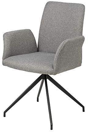 Selsey SORIC - Drehsessel mit Stoffbezug in Grau, Metallgestell in Schwarz - ergonomisch - modern, 59 cm breit