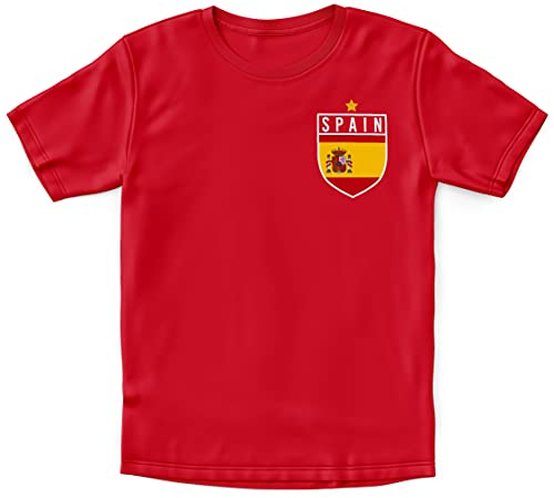 Purple Print House Maillot de football pour enfants – Drapeau Espagne Badge rétro – Football Country Espania Europe 2021 Cadeau pour enfants – Tournoi espagnol 2020 - Rouge - 5-6 ans