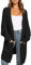 Maavoki Cardigan lungo da donna, oversize, a maniche lunghe, casual, con tasca, Z-nero, M