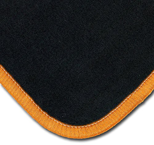 Bär-AfC Auto Fußmatten Classic passend für Opel Corsa F Corsa-e Elektro ab 06/2019, Autoteppiche Nadelvlies Schwarz, Rand Kettelung Orange, Set 4-teilig, OP63523
