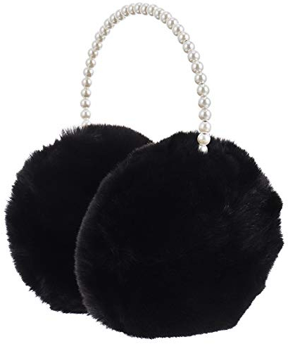 VALICLUD Warme Ohrenschützer für Frauen Winter Plüsch Ohrenschützer mit Perlen Stirnband Ohr Muff Faux Pelz Ohr W?rmer Ohr Abdeckung Ohr Muffen für Kinder ?dchen Frauen (Schwarz)