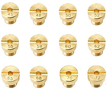 Vergaser Düsen, Set 12 Düsen 5mm für Vergaser, Düsenset Feinabstimmung Vergaserdüsen Satz Hauptdüsen,45，48，50，52，55，58，60，62，65，68，70，72 für Roller Motorrad Schaltmoped
