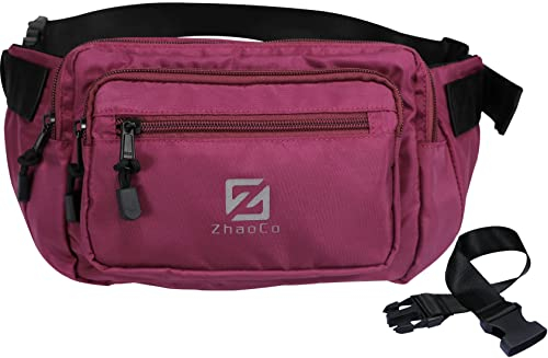 Sac Banane Femme Grand Capacité Léger Sacoche Banane avec 4 Poches et Boucle à Dégagement Rapide pour Sports Randonnée Cyclisme Promenade Chien - Violet