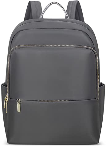 DIRRONA Sac à Dos Femme Élégant Imperméable, Grand Sac Ordinateur Portable 14 Pouces Sacs à Dos Voyage Travail Université Anti-Vol Léger Nylon Business Gris Profond
