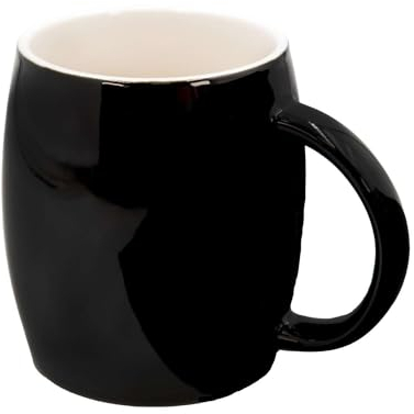 INTIRILIFE Tazza manico in ceramica nera - 400 ml - Tazza per caffè tè cappuccino lavabile in lavastoviglie idea regalo per amici o colleghi di famiglia