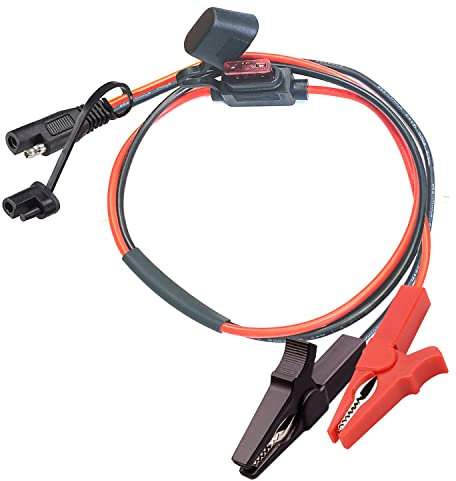 YETOR SAE Krokodilklemme, SAE Schnellverschluss Krokodilklemmen Adapter mit 2FT 14AWG, SAE Klemme nstecker, Ladeanschluss Kabel für Autos, Motorräder (SAE Klemme)