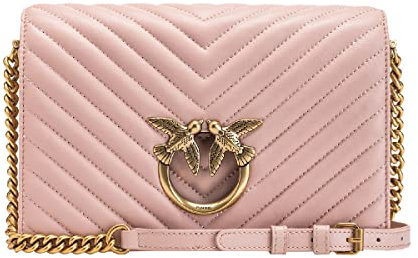 Pinko Love Click Classic Sheep Nappa Chevron, Donna, O81Q_Cipria-Antique Gold, One Size