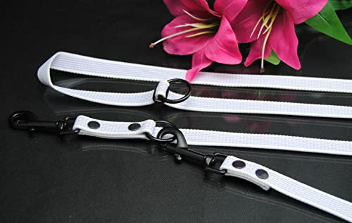 EXTRA Lange Doppelführleine gummiert 20mm x 4m verstellbar weiß schwarzer Karabiner