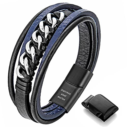 armband herren lederarmband herren leder armband für männer herren armband(shwarz,blau,20cm)