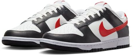 Nike Dunk Low Retro, Basketballschuhe für Damen, Schwarz Universität Rot Weiß, 45 EU