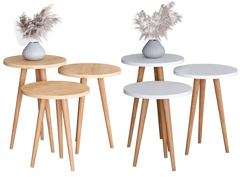 VCM 3-TLG. Set Beistelltisch | Tisch im schlichten Design | Maße ca. H. 42/47/52 x B. 34 x T. 34 cm | Wohnzimmertisch - Barilo