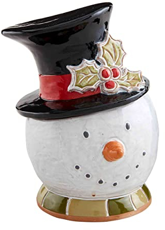 Mud Pie Schneemann-Keksdose, 25,4 x 19,5 cm, Weiß