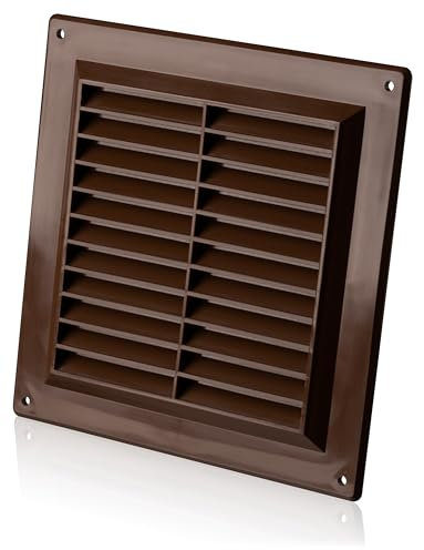 150x150mm Griglia Ventilazione in Plastica ABS Marrone con Zanzariera - Griglie Aerazione Rettangolari