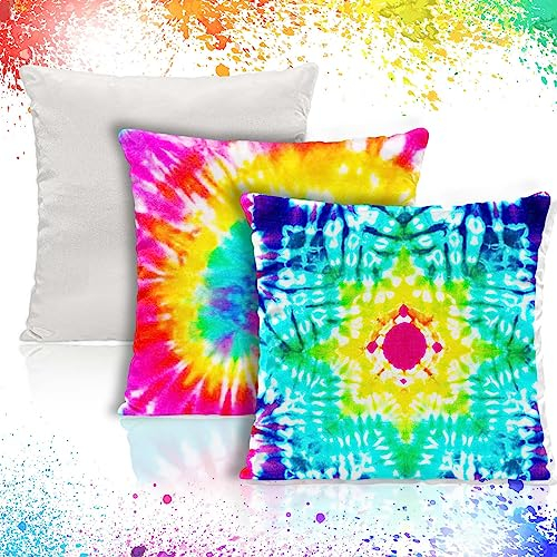 Palksky Blanko-Kissenbezüge für Batikfärbung, Batik-Set für individuelle Kissenbezüge, Baumwolle, weißer Kissenbezug, 45,7 x 45,7 cm (3 Stück)