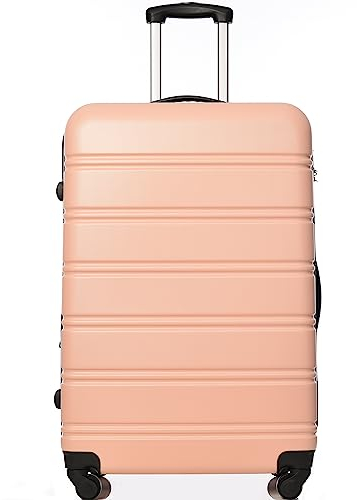 Merax Koffer Trolley Koffer, ABS Hartschalen, Gepäck, leicht Reisekoffer, Handgepäck, erweiterbar, 4 Rollen, Kombinationsschloss, XL-74,5 * 50,5 * 31,5 cm, Rosa