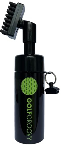 GOLF GROOVY Premium Golf Club Cleaner, Groove Cleaning Brush, Built in Water Spray, Magnetic Attachment, Portable Cleaner Tool, Golf Gift, Bag Accessory, Water Dispenser, Black, 200 ml