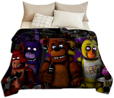 FNAF Decke, Anime-Druck, Sicherheitsbruch Flanell-Fleece, Horror-Spiel, superweiche Überwurfdecke für Bettwäsche, Sofa, Heimdekoration für Kinder und Erwachsene
