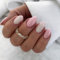 Resweky 24 Pcs Amande Moyenne Ongles Faux Français Impression sur Ongles Nude Brillant Faux Ongles Couverture Complète Acrylique Ongles pour Femmes