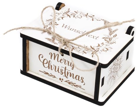 Holzkiste Weihnachten Geldgeschenk - personalisiert - Holzschatulle für Geld, Gutscheine und Kleinigkeiten mit Merry Christmas Gravur