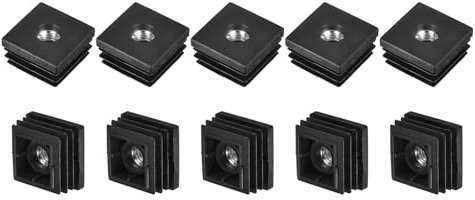 QUARKZMAN 24 Stück Kunststoff-Gewindeeinsätze mit M8-Gewinde, für 1,18 x1,18 OD Quadratrohr, Verstellbarer schwarzer Kunststoff-Steckdosenrollen-Einsatz