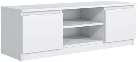 MebLocker Mobile TV Lowboard da 160 cm, per soggiorno, TV, design moderno (Bianco)