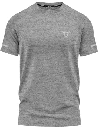 Mens Short Sleeve T-Shirts Workout Athletic Fit Moisture Wicking Fast Drying Reflective Logo Sports T-Shirts Tops