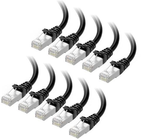Cable Matters 10Gbps 10-Pack Snagless Short Shielded Cat 6A Ethernet Cable - 1ft, Cat 6A Cable, Cat6A Cord, Ethernet Cord, Black