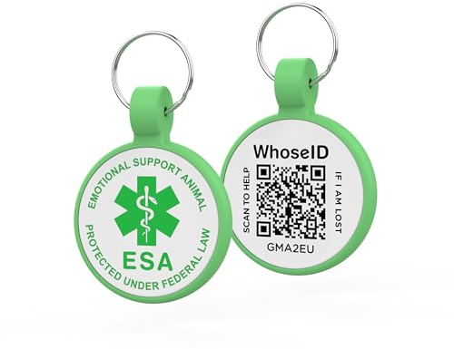 ESA Hundemarke, QR-Code-Hundemarke, modifizierbares kostenloses Haustier-Online-Profil, scannbarer QR-Code, scannen Sie QR Senden Sie sofortige Standortbenachrichtigung, E-Mail, Silikon, leicht