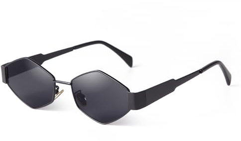 ADEWU Sonnenbrille Damen Gold Vintage Schmale Brille Hexagonal Metallrahmen Retro UV400