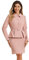 Allegra K Ensemble de Costumes d'affaires 2 Pièces Femme Col Claudine Veste Blazer Péplum À Basque Et Jupe Courte Crayon Rose L