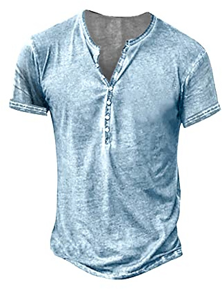 NEMXCE Hemd Herren Vintage Henley Shirt Kurzarm/Langarm T Shirt V Ausschnitt Slim Fit T-Shirt