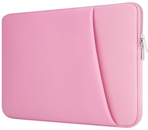 HEDUGO Laptop Sleeve Case with Zipper Accessory Pocket Compatible with 15.6 inches HP Dell Asus Lenovo Padded Computer Pouch Cover Shockproof Protective for 15.6” Laptop/Chromebook/Tablet,Pink