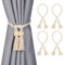 Moorle 4 Stück Raffhalter für Vorhänge, Magnetische Vorhang Raffhalter, Raffhalter für Gardinen Handgestrickte, Boho Vorhang Halter, Beige Gardinen Raffhalter für Kinderzimmer Büro Schlafzimmer