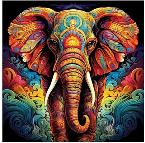 Mandun Diamond Painting Peinture Diamant Adulte DIY éléphant Peinture Broderie Diamant Painting Kit Complet Pour Décoration Murale 30x30cm