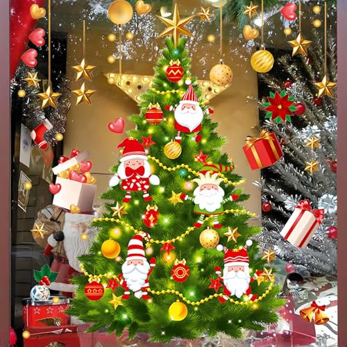 Hillylolly Pegatinas de Navidad Ventana, 60×90 cm Ventanas Escaparate, Ventanas Cristal Grandes, Pegatinas Ventana de Navidad Doble Cara Para Escaparates de Office